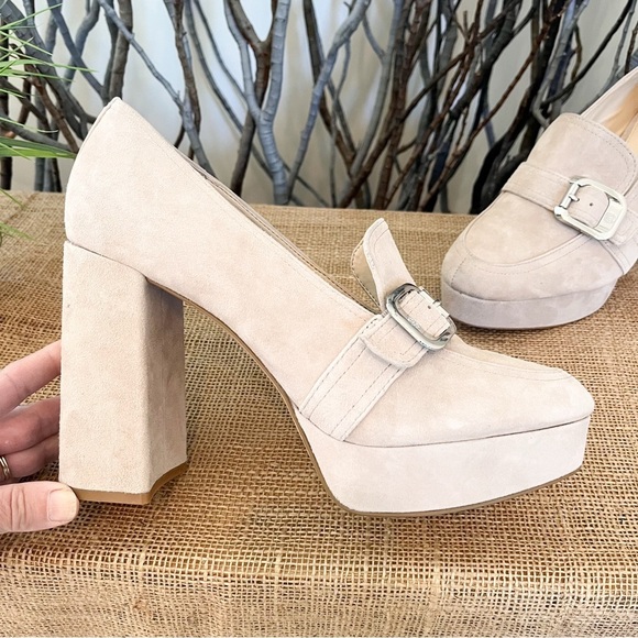 Vince Camuto Grinilia Suede Platform Block Heel Loafers Size 11 - Picture 8 of 13